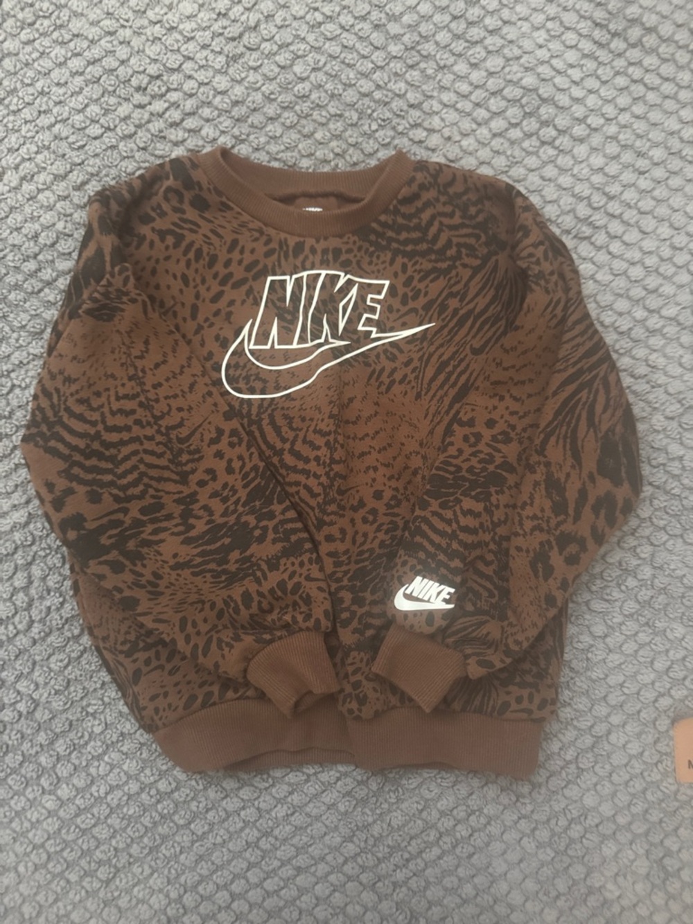 Nike Brown and Black Animal Print Kids Sweatshirt